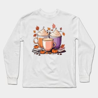 Pumpkin spice fall vibe pattern Long Sleeve T-Shirt